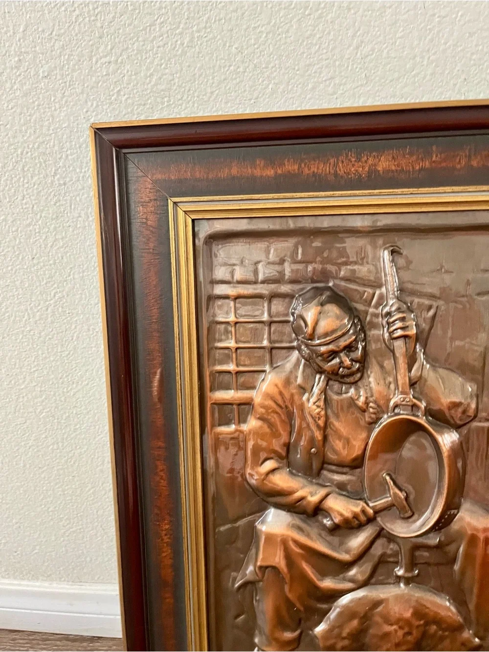 Vintage 3D Copper Relief Wall Art Plaque - Brown & Bronze 16/20 Inches